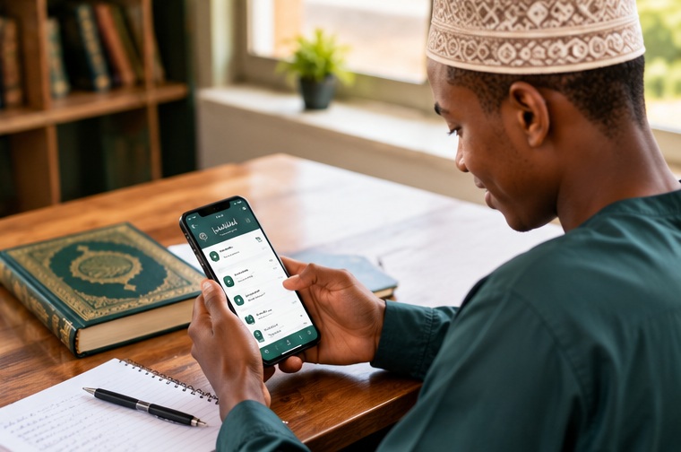 Digital Islamic learning on a smartphone